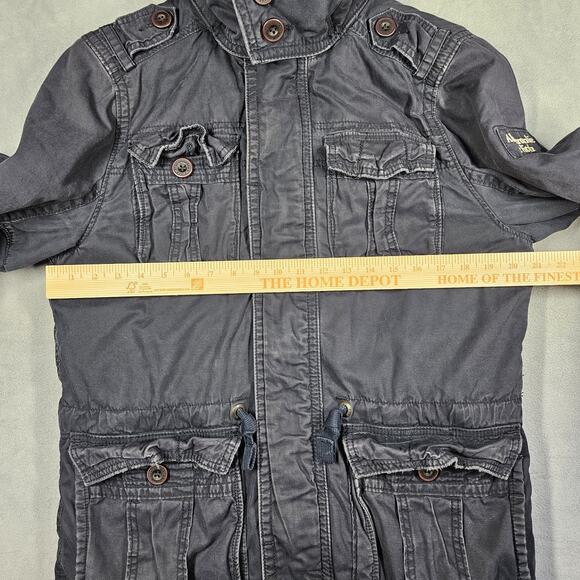 Abercrombie & Fitch Military Jacket Mens M Field Jacket Canvas Blue Heavy Hooded - Picture 16 of 16
